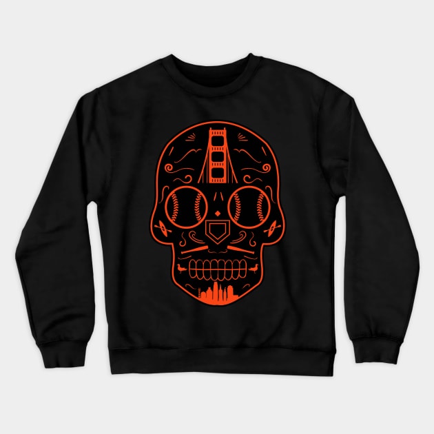 San Francisco Baseball Sugar Skull Crewneck Sweatshirt by StickyHenderson